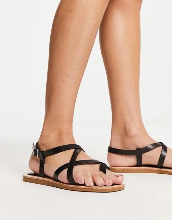 strappy sandal with padded sole in black