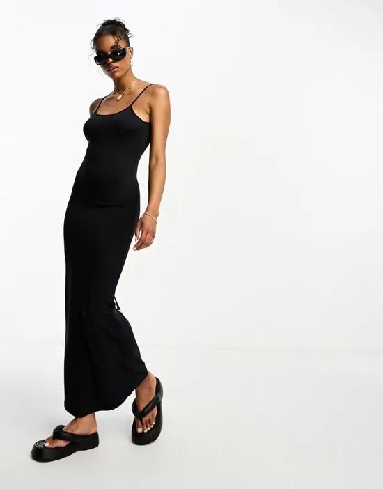 strappy soft shaping maxi dress in black
