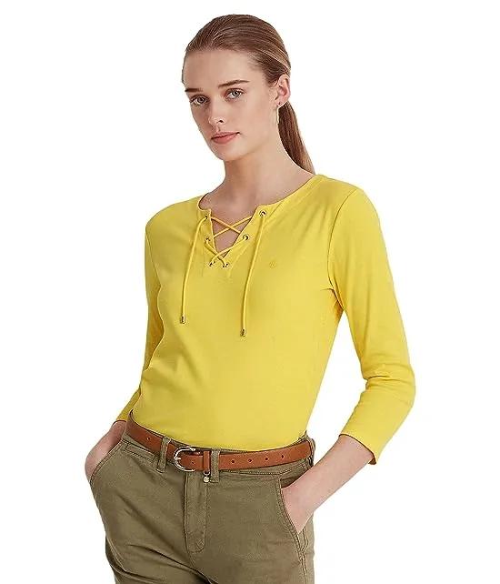 Stretch Cotton 3/4 Sleeve Top