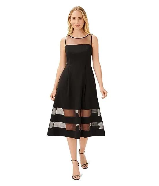 Stretch Crepe Cocktail Dress with Illusion Hem Detail