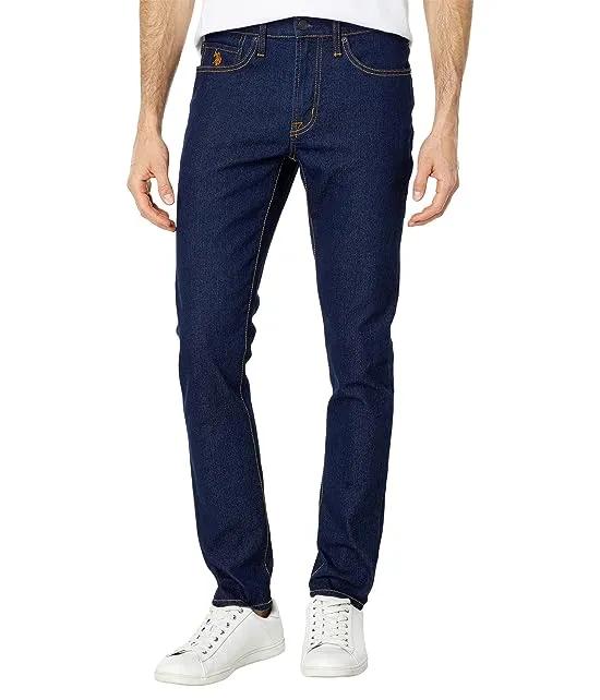 Stretch Skinny Five-Pocket Denim Jeans in Blue