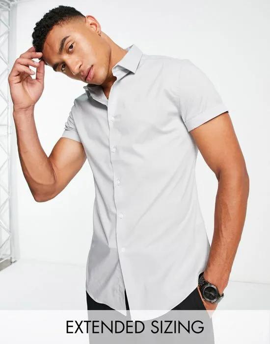 stretch slim fit work shirt in gray