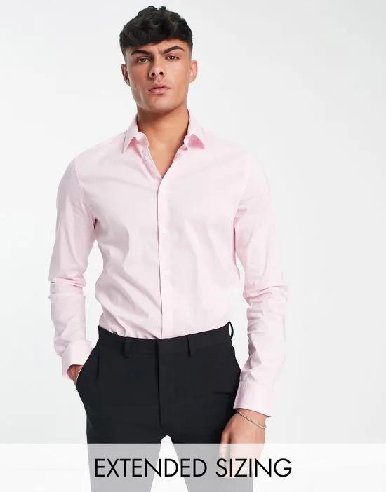 stretch slim fit work shirt in pink