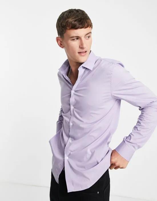 stretch slim shirt in lilac