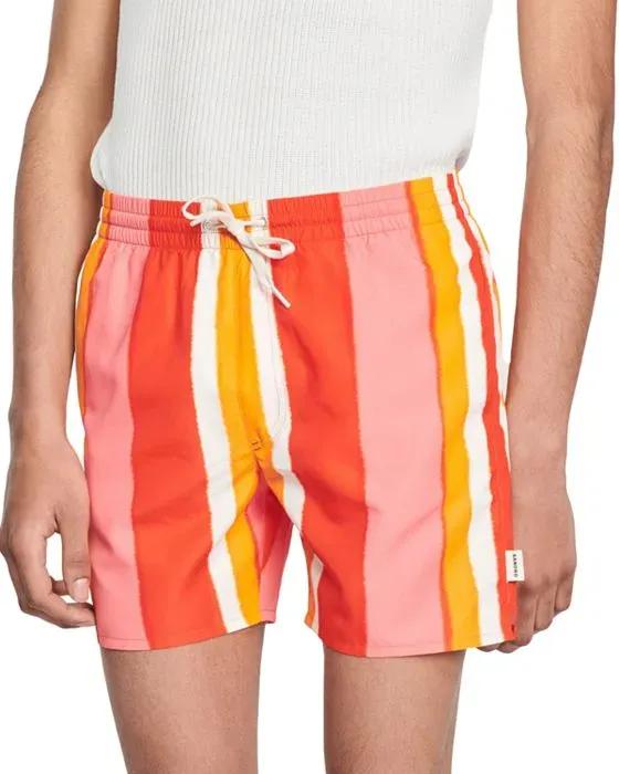 Stripe Print Drawstring Swim Shorts