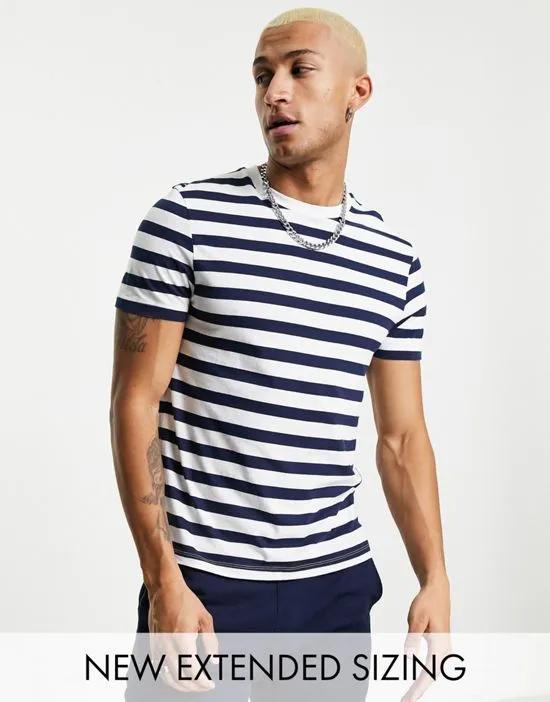 stripe t-shirt in navy and white