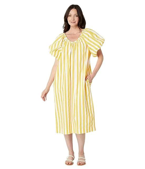 Stripe Woven Midi Dress