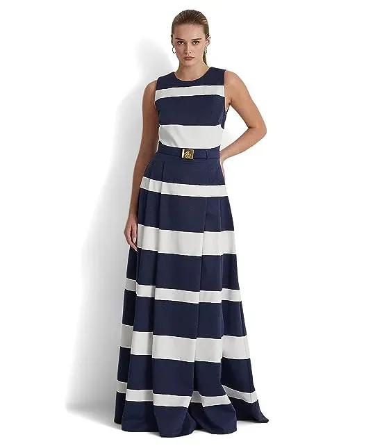 Striped Belted Faille Gown