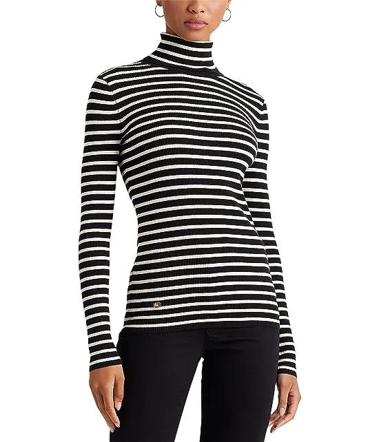 Striped Cotton-Blend Turtleneck Sweater