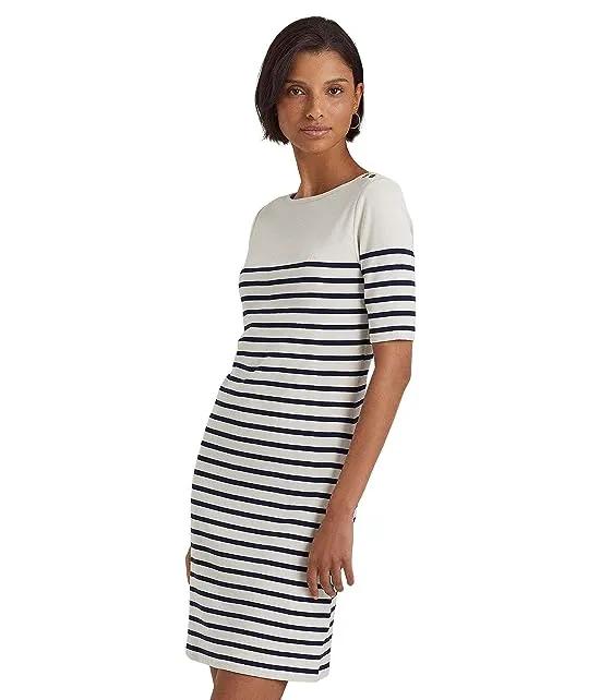 Striped Cotton Boatneck Dress