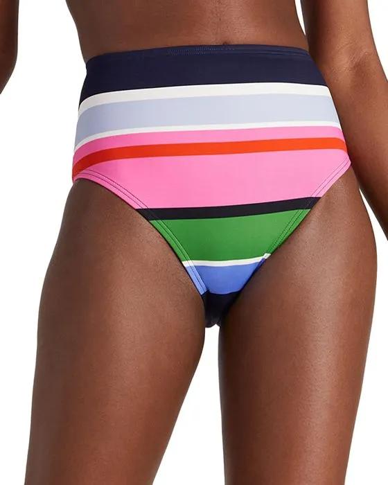 Striped High Waist Bikini Bottoms 