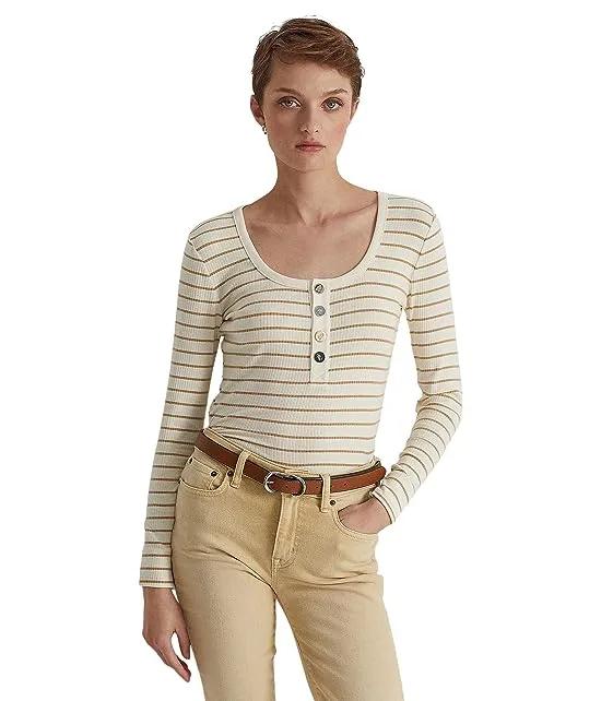 Striped Jersey Henley Top