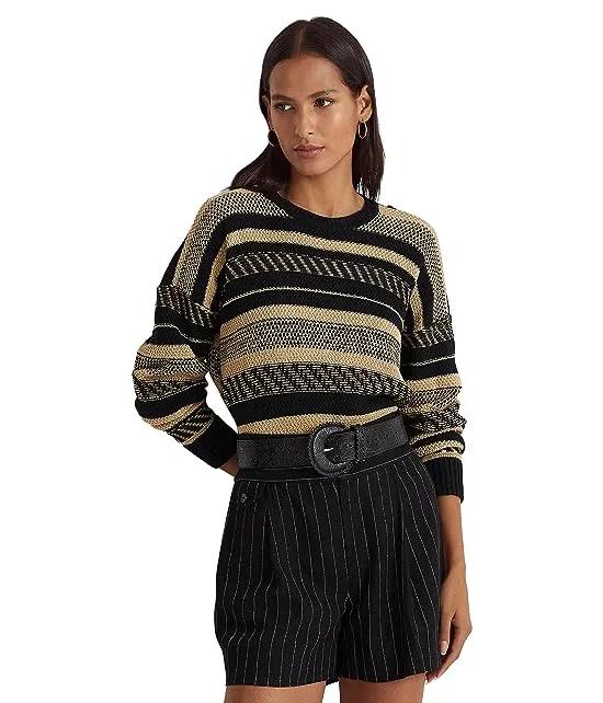 Striped Linen-Blend Sweater