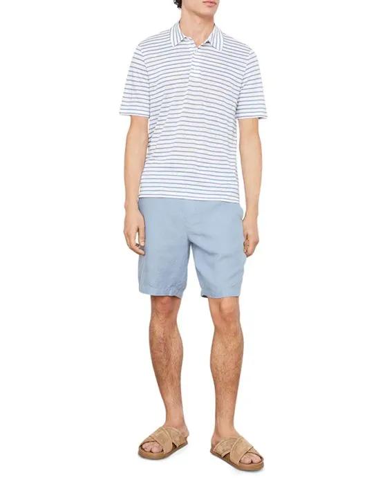 Striped Linen Short Sleeve Polo Shirt
