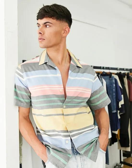 striped loose fit shirt in multi
