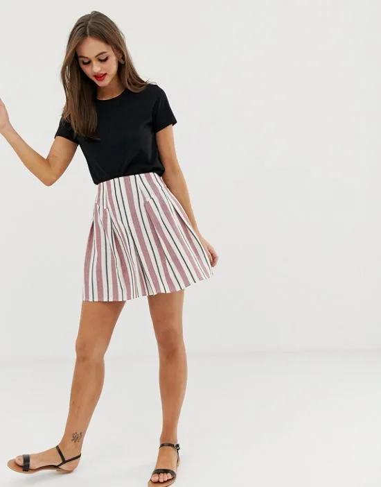 striped mini skirt with bask hem