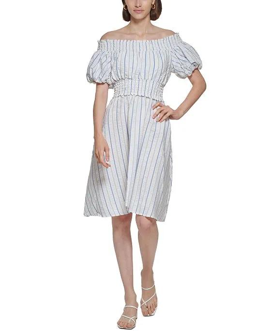 Striped Off-The-Shoulder Dress