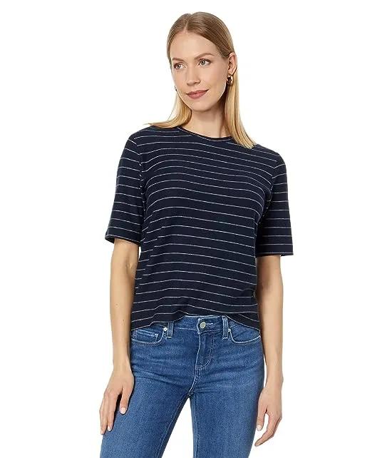 Striped Relaxed Elbow Sleeve Crew