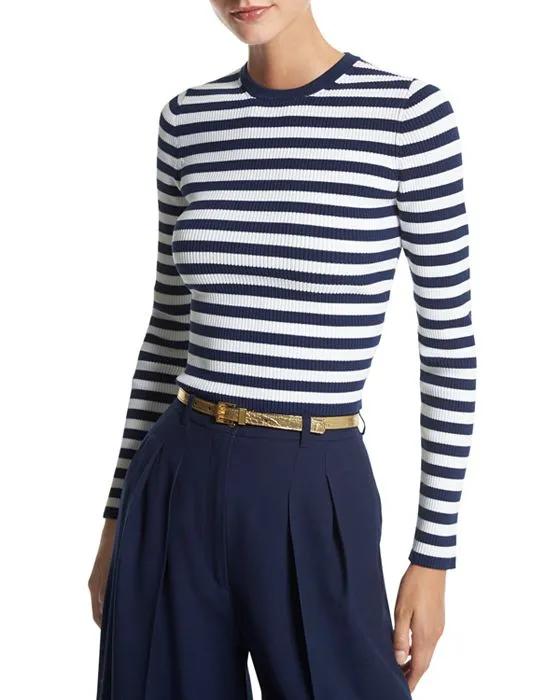 Striped Ribbed Cropped Sweater