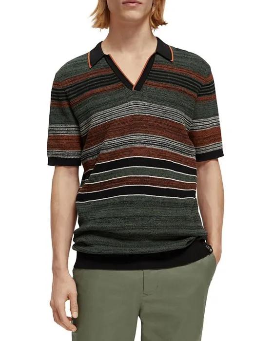 Structure Knitted Striped Polo