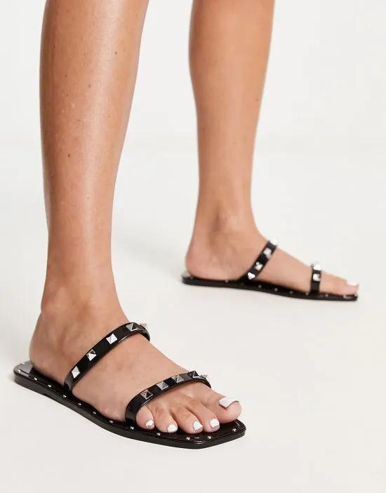 studded jelly sandal in black