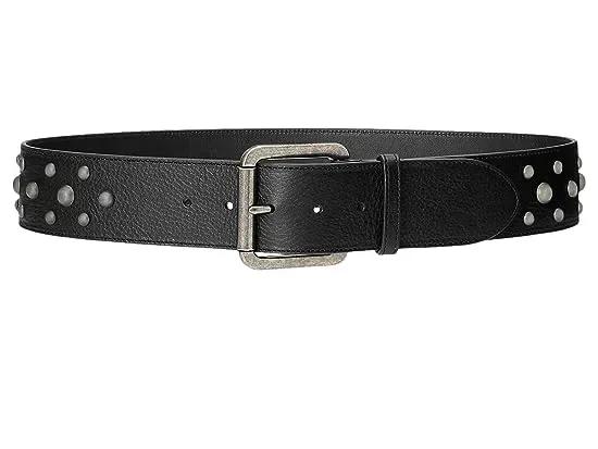 Studded Leather Wide Belt
