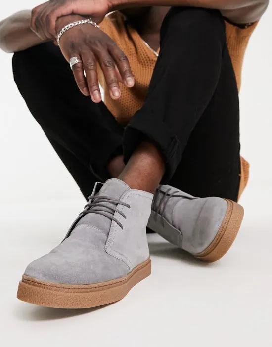 Suede Boots In Gray