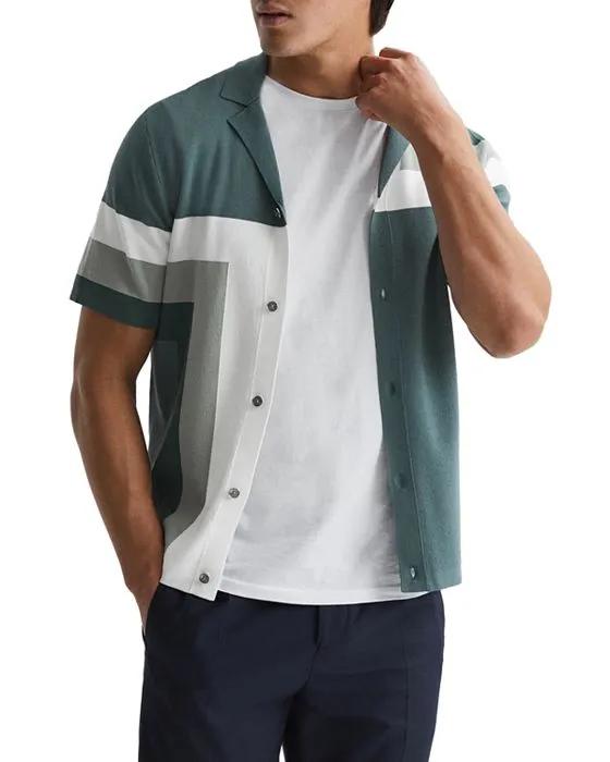 Suffolk Color Blocked Short Sleeve Button Front Camp Shirt
