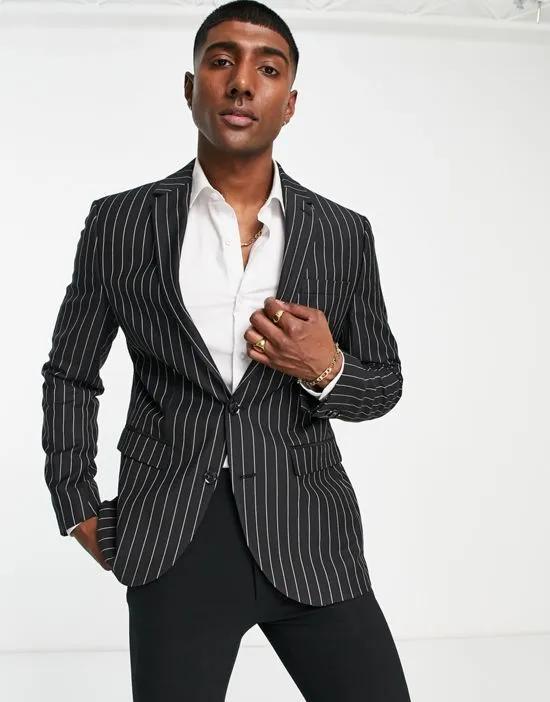 suit jacket in black stripe