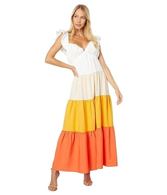 Sunset Color-Block Maxi Dress