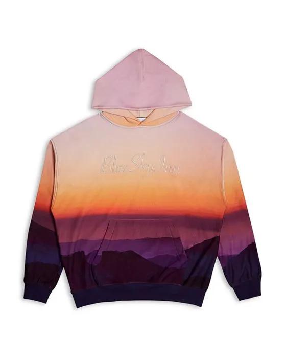 Sunset Cotton Embroidered Logo Oversized Fit Hoodie