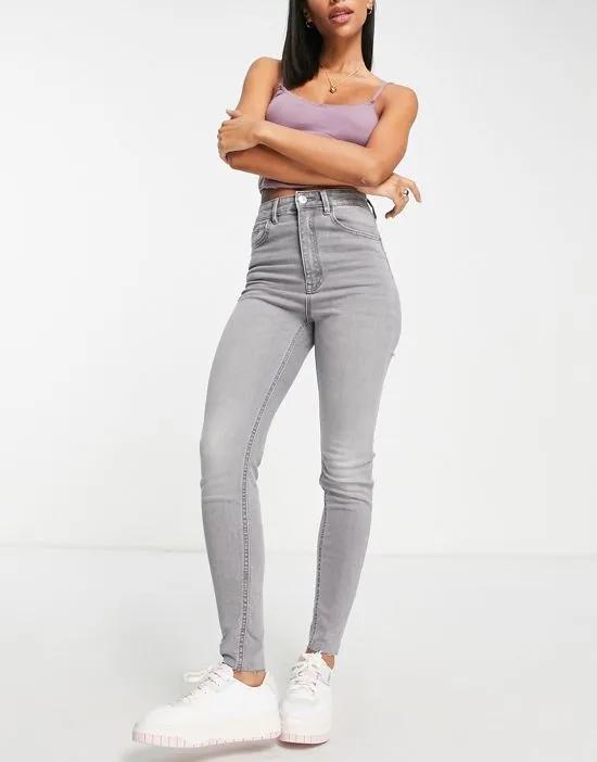 super high waist skinny jean in gray
