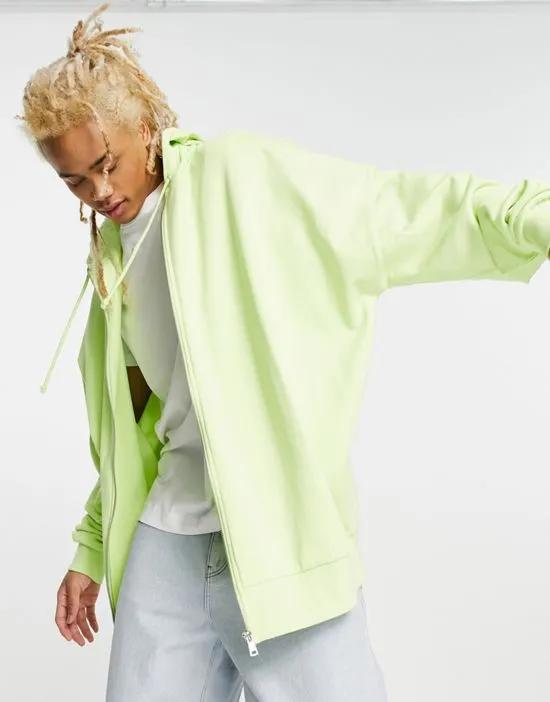 super oversized hoodie in washed neon green