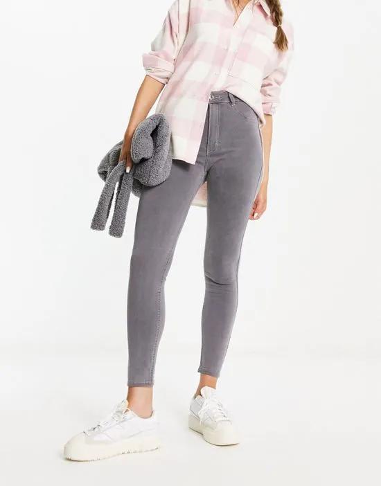 super skinny high rise jeans in gray