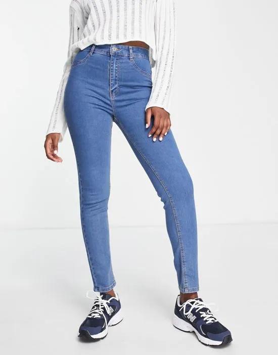 super skinny high waisted jeans in medium blue
