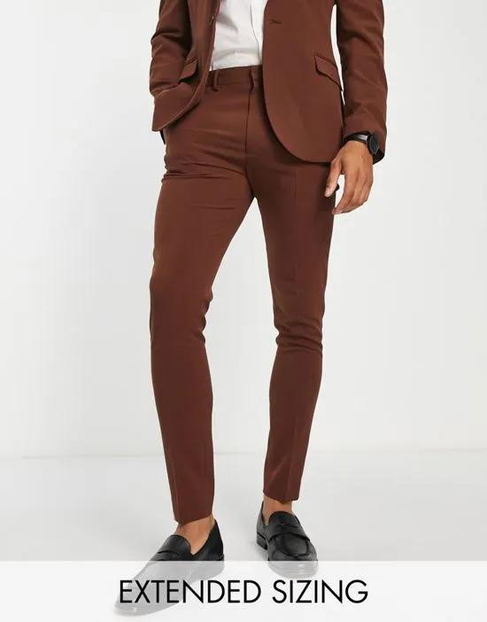 super skinny suit pants in brown