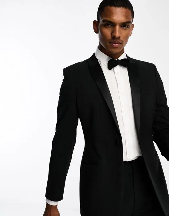 super skinny tuxedo suit jacket in black
