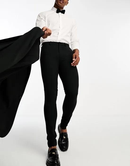 super skinny tuxedo suit pants in black