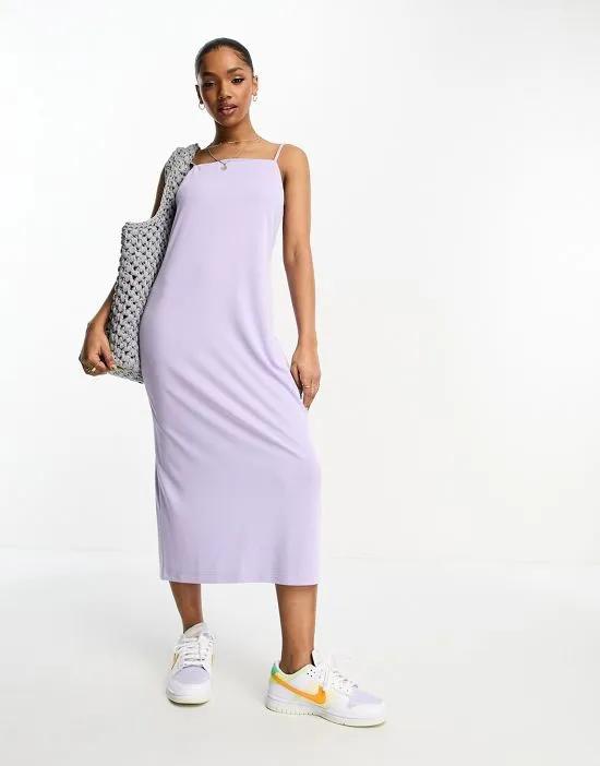 super soft square neck cami midi dress in lilac