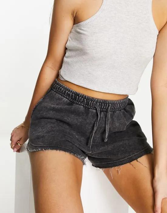 sweat hotpant shorts in washed black