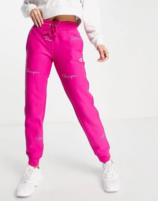 sweatpants with repeat logo in pink