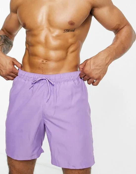 swim shorts in mid length in lilac