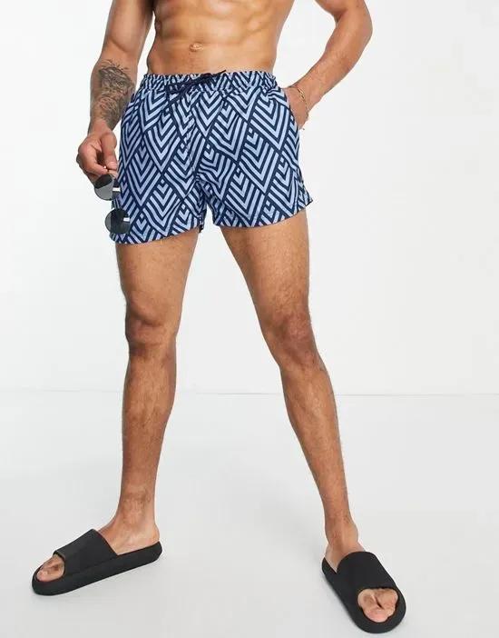 swim shorts in navy diamond print