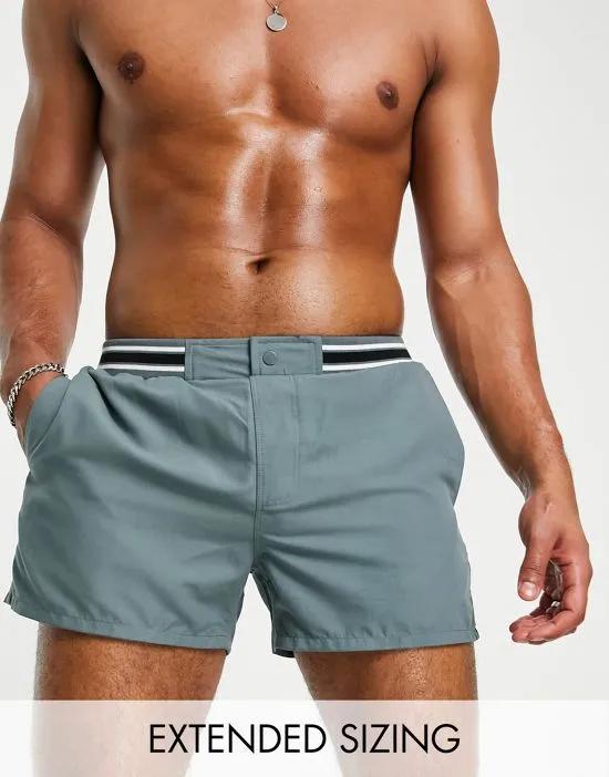 swim shorts in short length with smart styling and contrast rib in blue