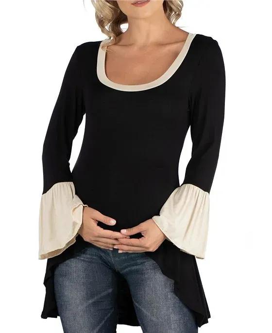 Swing High Low Bell Sleeve Maternity Tunic Top