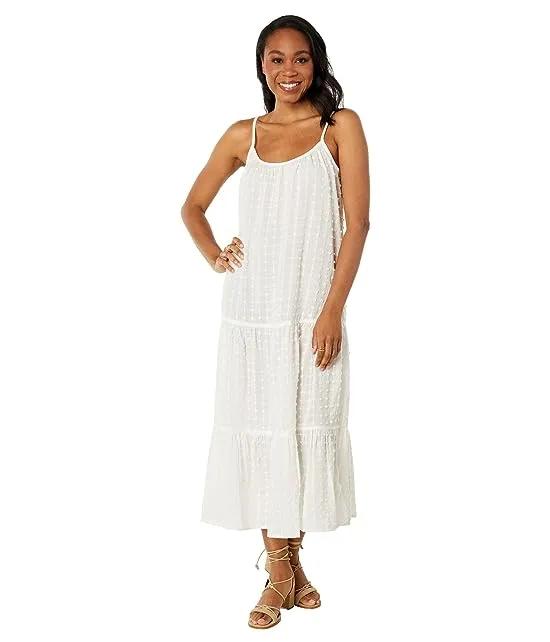 Swiss Dot Cover-Up Tiered Maxi Dress