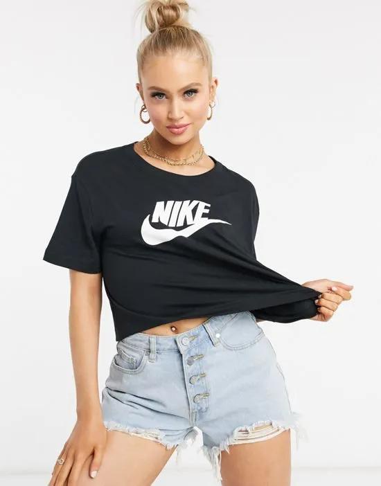 Swoosh cropped t-shirt in black