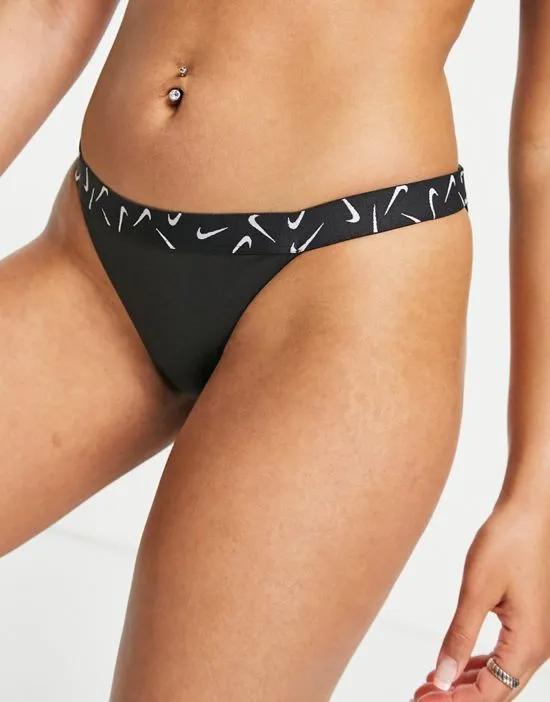 Swoosh taped bikini bottoms in black