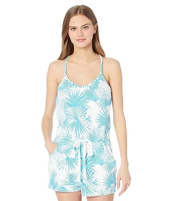 T-Back Pocket Romper in Printed Lounge Terry