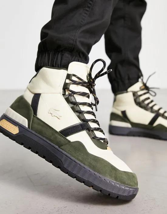 T-clip winter mid boots in white/green